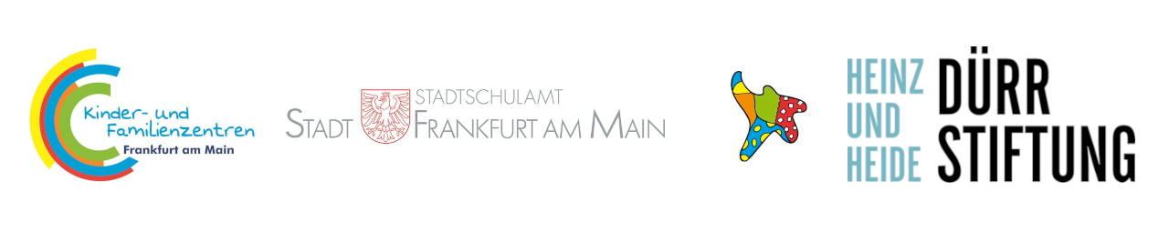 Logos der Kinder und Familienzentren Frankfurt am Main, Stadtschulamt Frankfurt und der Heinz und Heide Dürr Stiftung