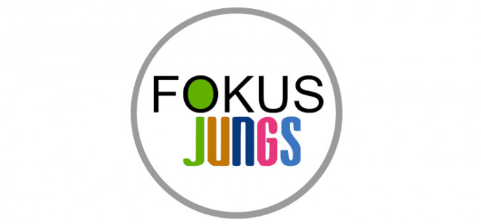 Logo Fokus Jungs, Bunter Schriftzug 